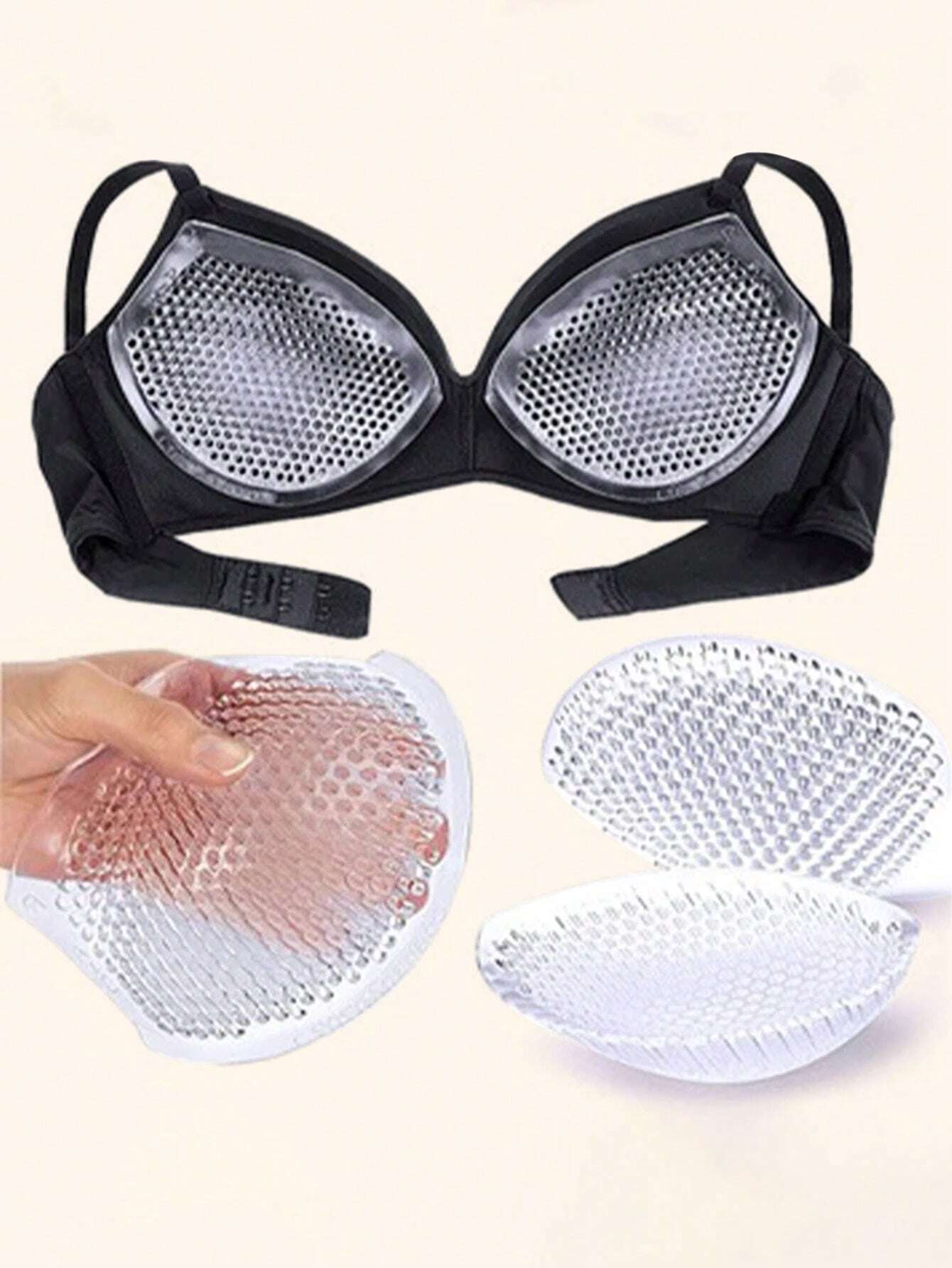 SHEIN 2pcs Honeycomb Silicone Bra Inserts Pads