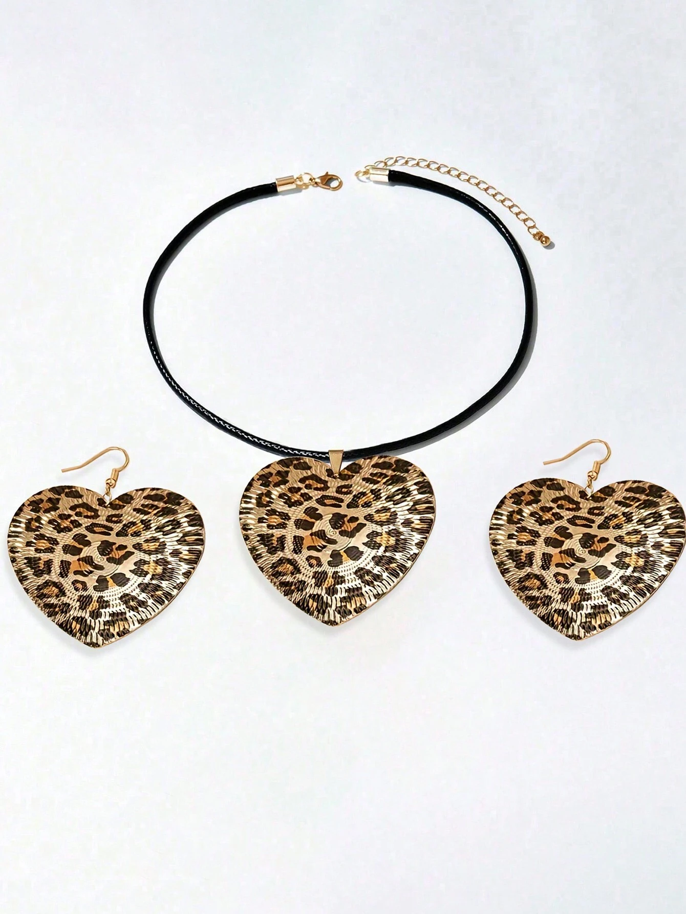 SHEIN 3pcs Set Leopard Print Punk Style Necklace