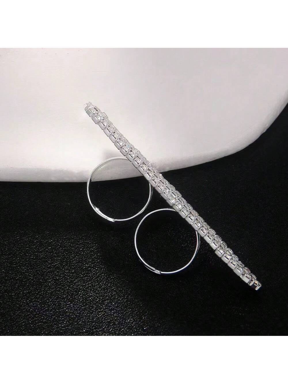 SHEIN Luxury Y2K Multi-Row Rhinestone Crystal Double Finger Ring