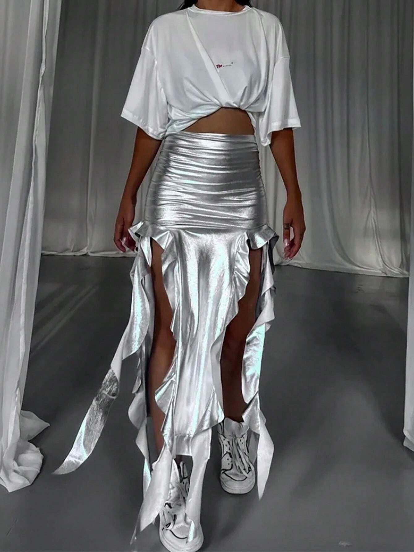 SHEIN New Jellyfish Lace Bodycon Skirt