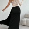 SHEIN Raffinéa Fashionable Elegant Sexy Contrast Color One-Shoulder Long Sleeve Dress