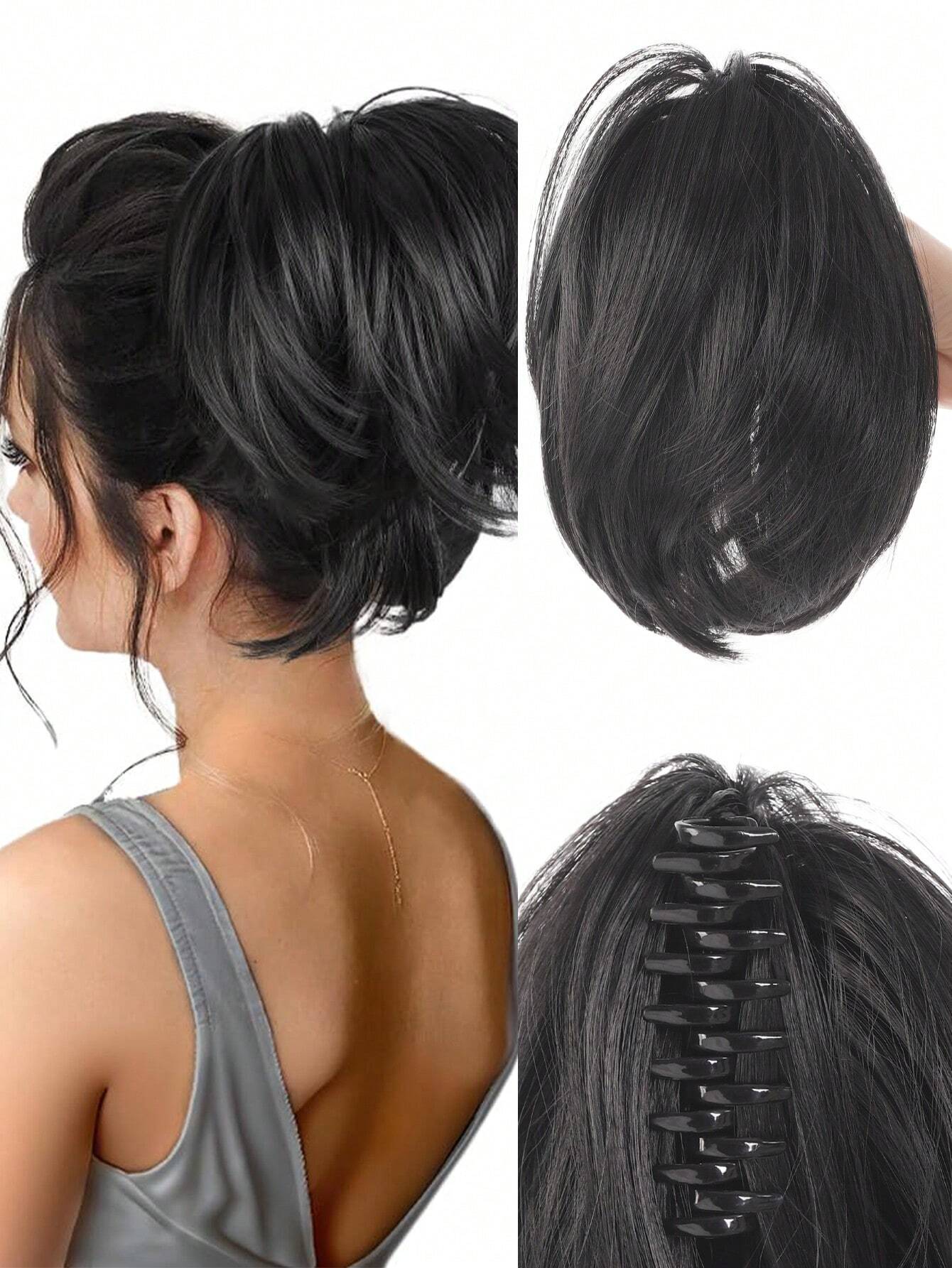 SHEIN Synthetic Curly Hair Bun Chignon Messy Elastic Band Scrunchies