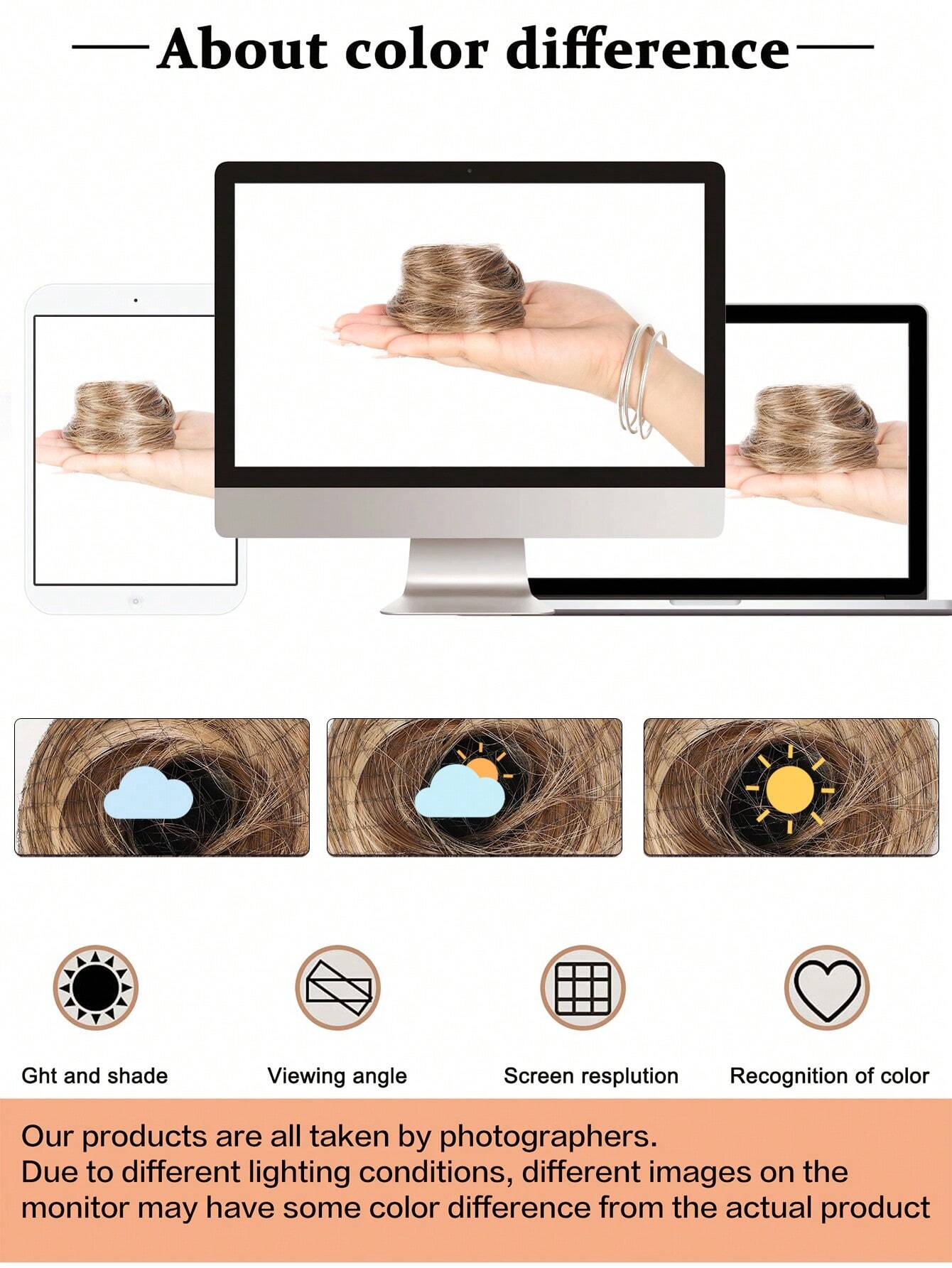 SHEIN Synthetic Hair Short Curly Chignon Clip On Hair Light Brown