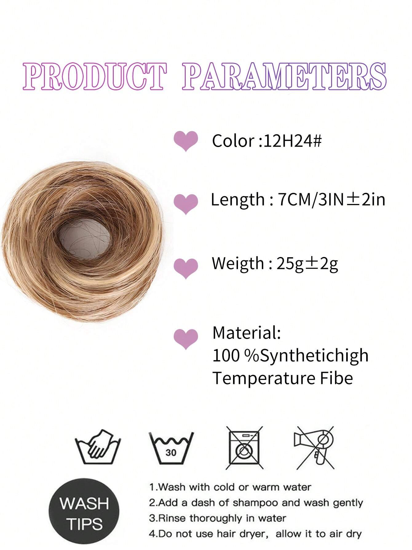 SHEIN Synthetic Hair Short Curly Chignon Clip On Hair