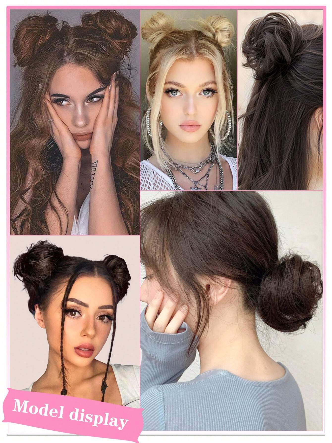 SHEIN Synthetic Hair Short Curly Chignon Clip On Hair