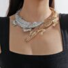 SHEIN Metallic Chain Double Crocodile