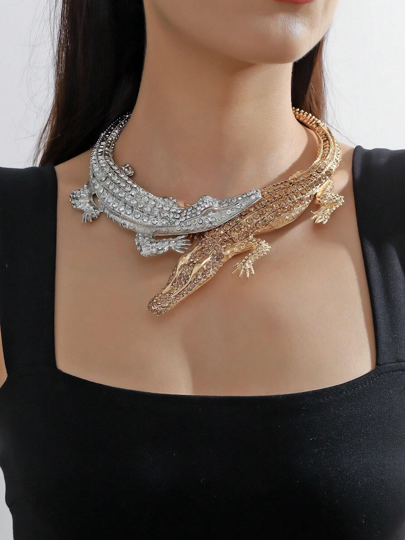 SHEIN Metallic Chain Double Crocodile