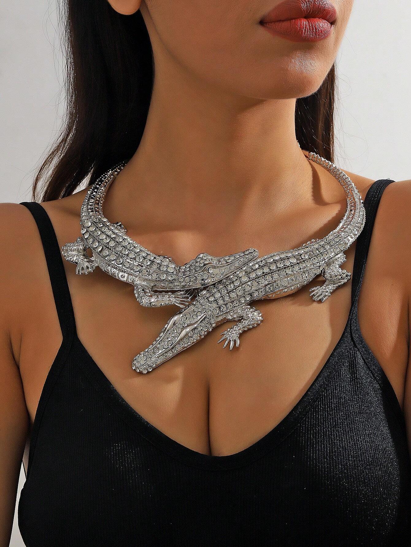 SHEIN Metallic Chain Double Crocodile