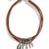 SHEIN Multilayer Western Cowboy Style Hat & Turquoise Pendant Necklace