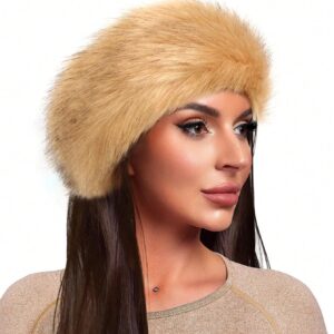 SHEIN Fluffy Beret Hat Warm And Versatile Fluffy Cap True Color