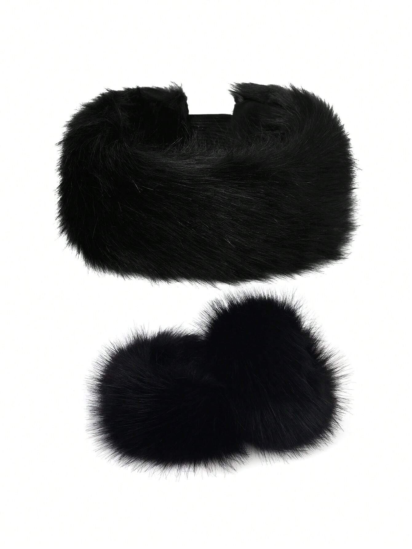 SHEIN Fluffy Beret Hat Warm And Versatile Fluffy Cap