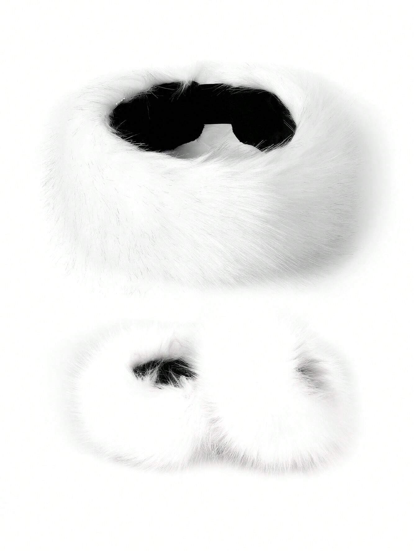 SHEIN Fluffy Beret Hat Warm And Versatile Fluffy Cap White