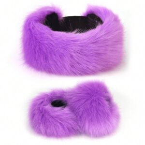 SHEIN Fluffy Beret Hat Warm And Versatile Fluffy Cap Purple