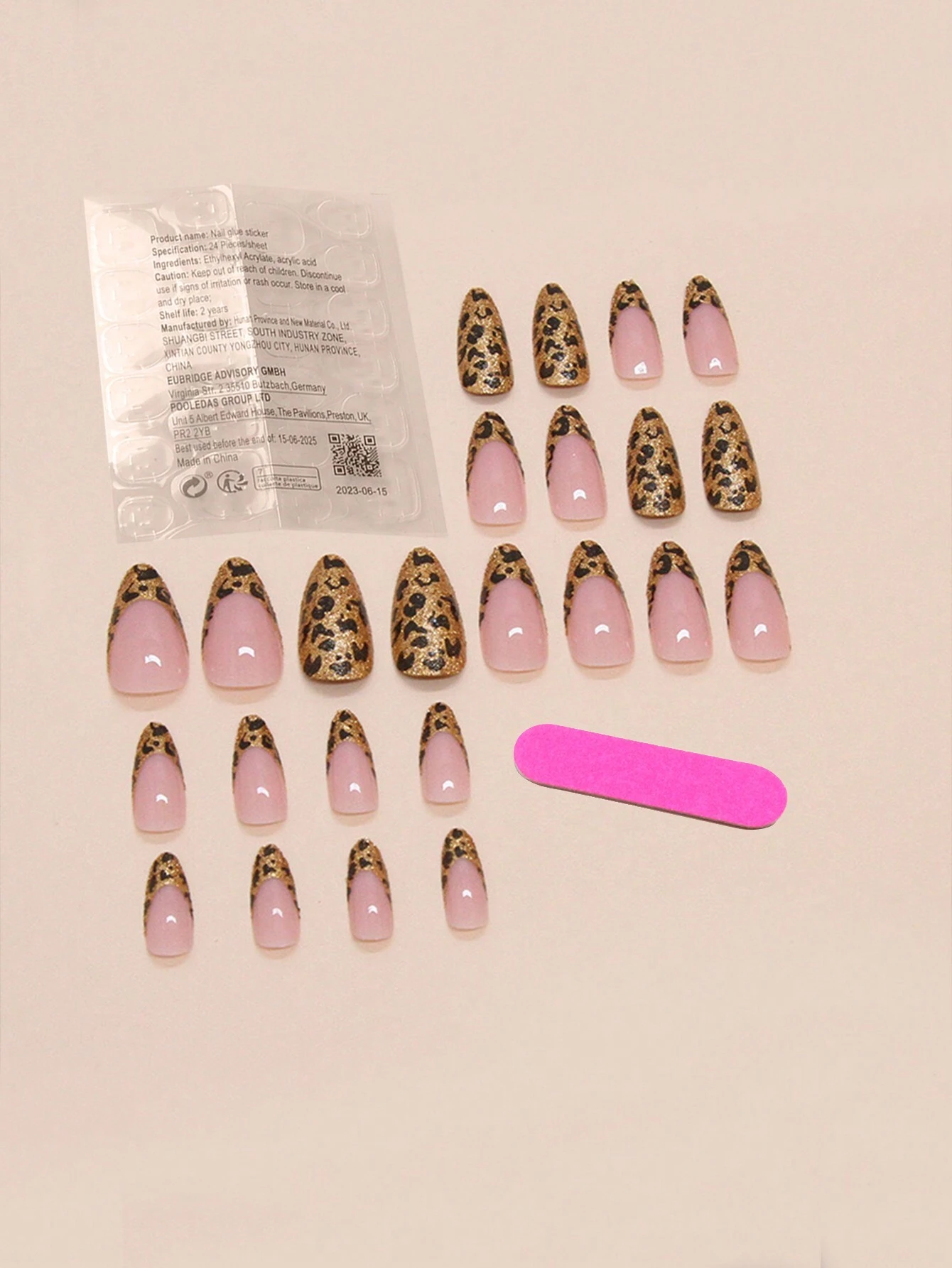 SHEIN 24 Long Almond Shaped Press On Nails