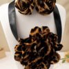 SHEIN 3pcs Set Elegant & Charming Leopard Print Rose Flower Earrings Necklace