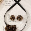 SHEIN 3pcs Set Elegant & Charming Leopard Print Rose Flower Earrings Necklace