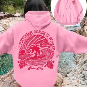 SHEIN INAWLY Women's Casual Holiday Tropical Print Fleece Hoodie