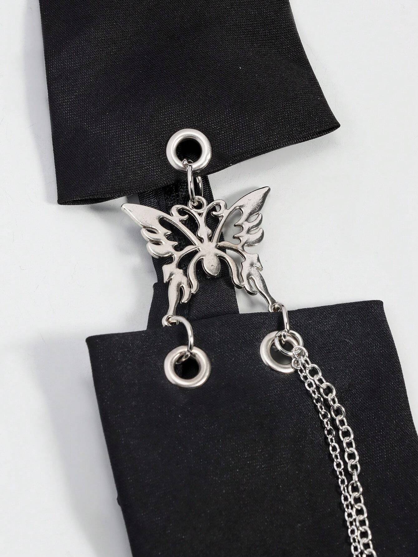 ROMWE Grunge Punk 1pc Punk Style Butterfly & Star Ladies Shirt Accessory No Tie Necktie