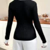 SHEIN Privé Fashionable V Neck & Contrasting Collar Design Work Women T Shirt