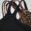 SHEIN Raffinéa Color-Blocked Leopard Print Halterneck Dress