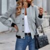 SHEIN Relaxiva Flap Detail Contrast Trim Bomber Jacket