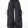 SHEIN Coolane Fashionable Casual Black Baggy Cargo Pants