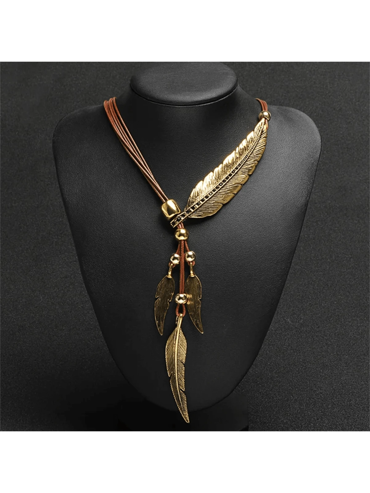 SHEIN Fashionable Feather & Leaf & Rhinestone