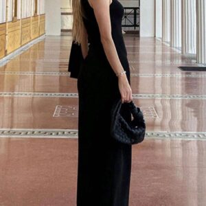 SHEIN Elegant Solid Color Asymmetric Neck Long Sleeve Fitted Party Dress