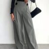 SHEIN Fashion Design Wide Leg Pants Solid Color Commute Slimming Long Trousers