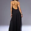 SHEIN MUSERA Sexy Extreme Split Halter Neck Backless Top