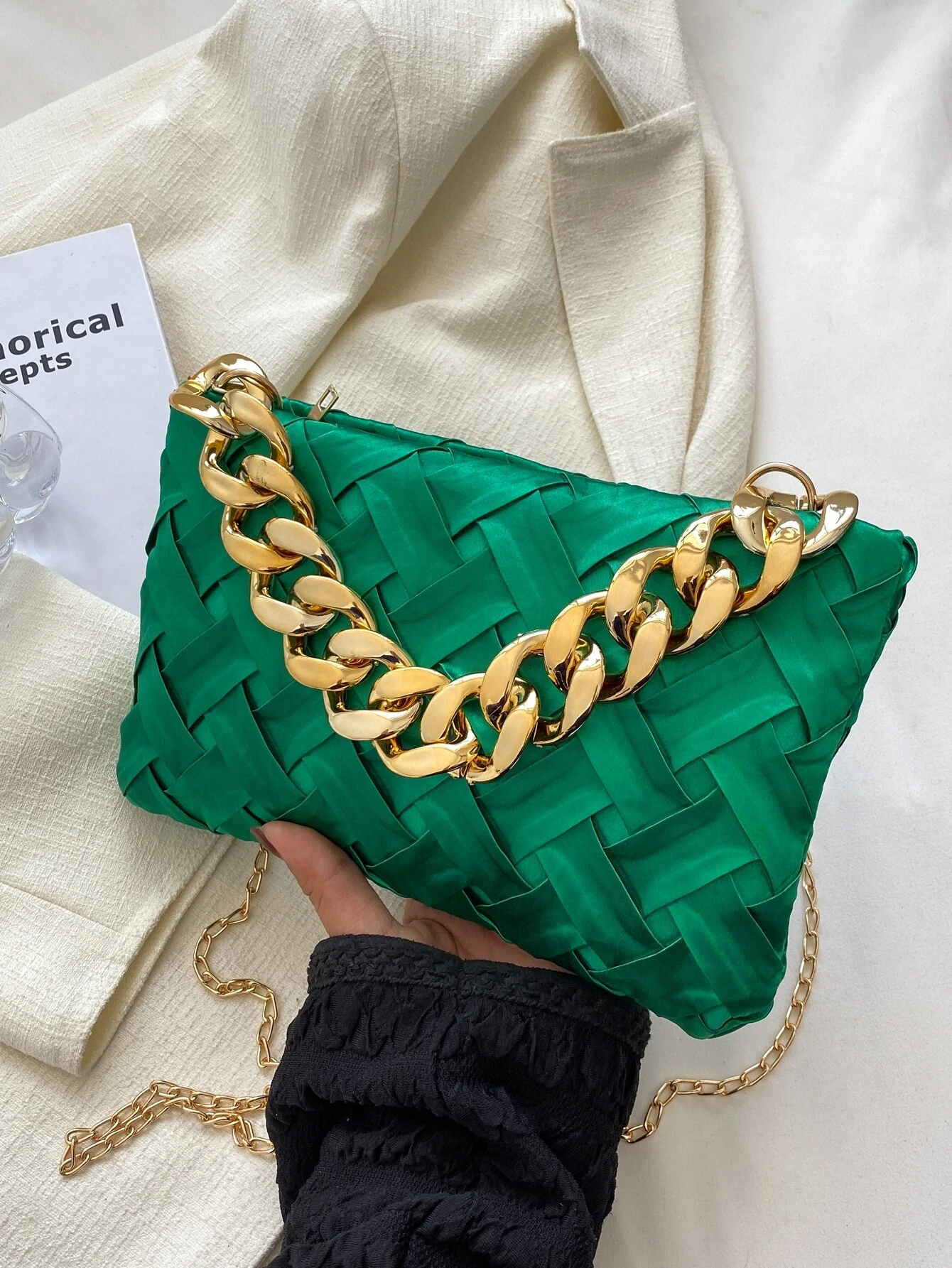 SHEIN Minimalist Braided Design Square Bag
