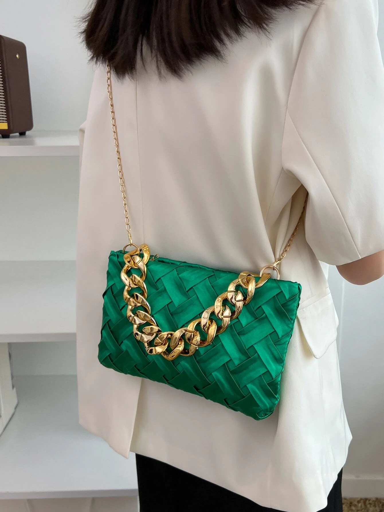 SHEIN Minimalist Braided Design Square Bag