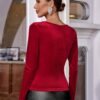SHEIN Privé Sweetheart Neck Velvet Tee