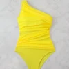 SHEIN Swim 1pc Women's Solid Color Ruched One Shoulder