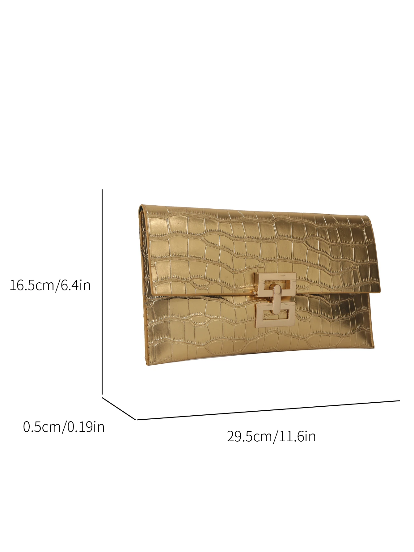 SHEIN Solid Color Simple Crocodile Pattern Embossed Clutch Bag