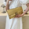 SHEIN Solid Color Simple Crocodile Pattern Embossed Clutch Bag