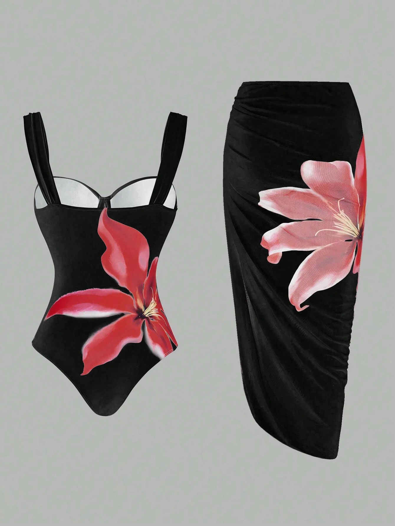 SHEIN Swim Oasis Women Floral Print Holiday Stylish Spaghetti