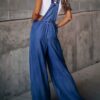 SHEIN Wide Leg Distressed Dungarees Jumpsuit Without Sleeve
