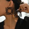 SHEIN 1pair New Arrival Exaggerated Letter Design Drop Earrings
