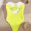 SHEIN Swim Ladies' Summer Beach Neon One-Piece Strapless Swimsuit