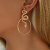SHEIN Vintage Exaggerated Geometric Hoop Snake Pendant Earrings