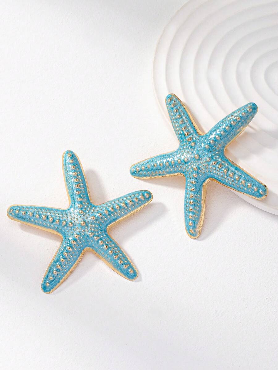 SHEIN 1 Pair Enameled Starfish Earrings