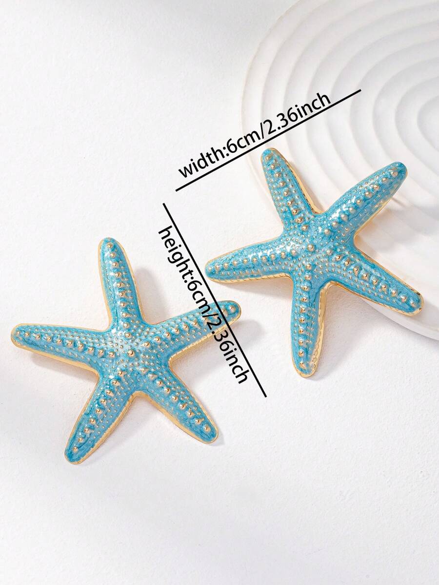 SHEIN 1 Pair Enameled Starfish Earrings