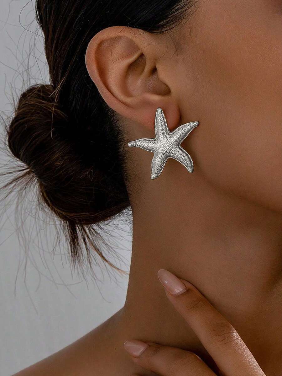 SHEIN 1 Pair Simple Starfish Design Stud Earrings