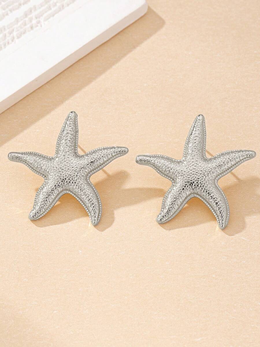 SHEIN 1 Pair Simple Starfish Design Stud Earrings