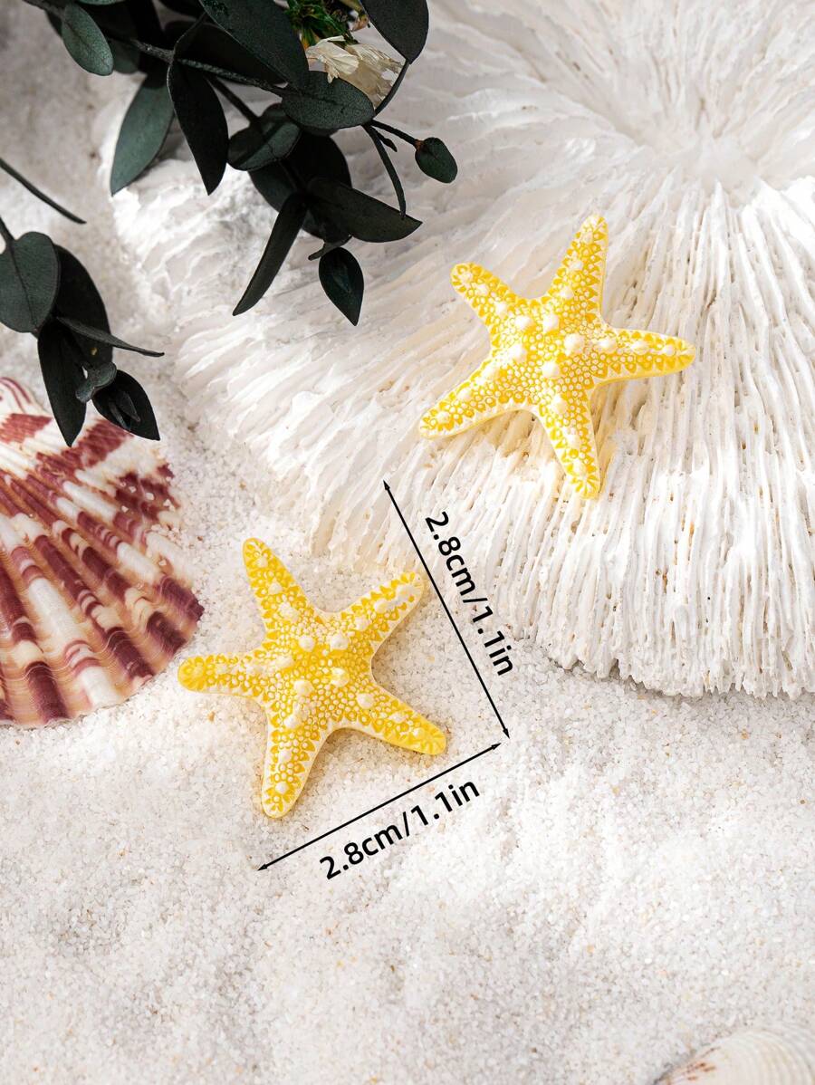 SHEIN 1 Pair Simple Yellow Starfish Design Earrings