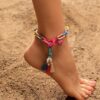 SHEIN 1pc Colorful Tassel & Flower Design Chain Anklet
