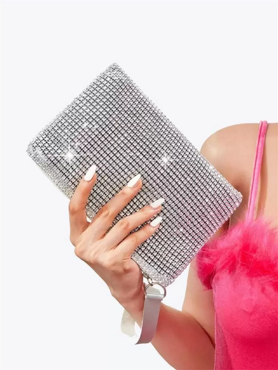 SHEIN 1pc Shiny Hollow Envelope Clutch Bag