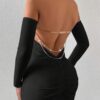SHEIN BamGleam Solid Color Backless Dress