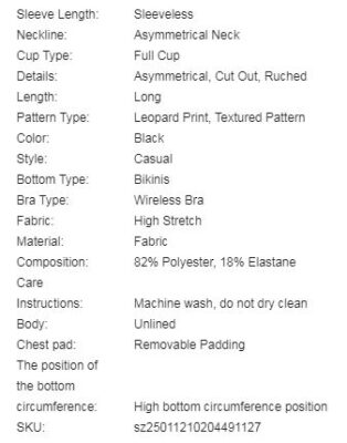 SHEIN Swim 1pc Women Sleeveless Leopard Print